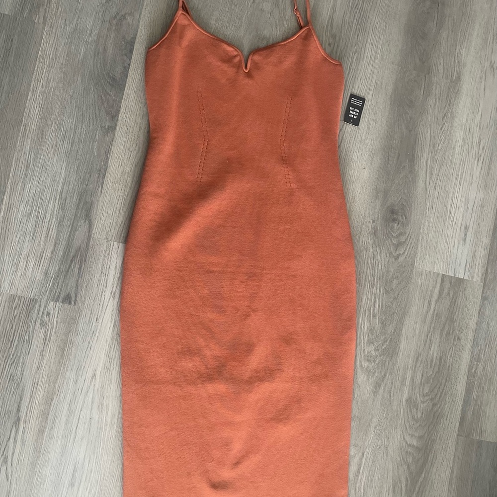 Express Spaghetti Strap Burnt Orange Dress